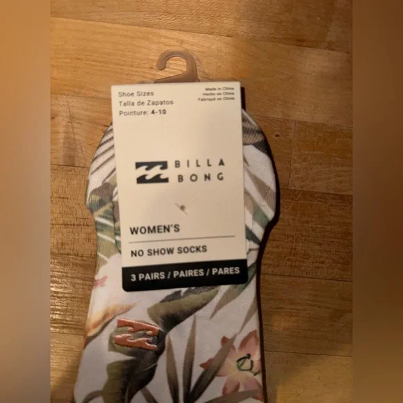 Billabong No show socks 3 pack Size 4-10 - Picture 2 of 5